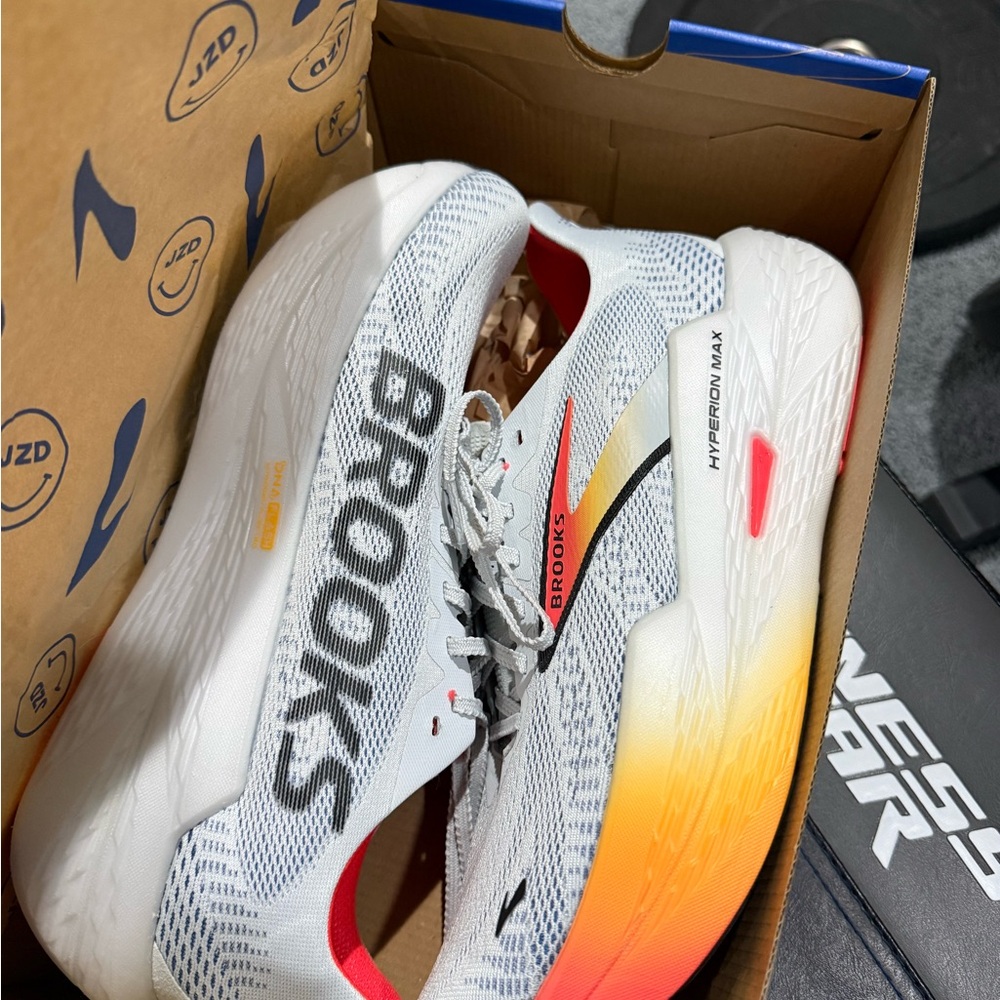 Brooks Hyperion Max White with Red and Orange Gradient - Picture 4 of 5